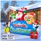 Outdoor Inflatable Decorations with LED Lights, 7FT Long Merry Christmas Banner, Funny Penguins Snowman Inflatable Gingerbread Man Blow Up Santa Claus with Gift Box Yard Christmas Holiday Decorations